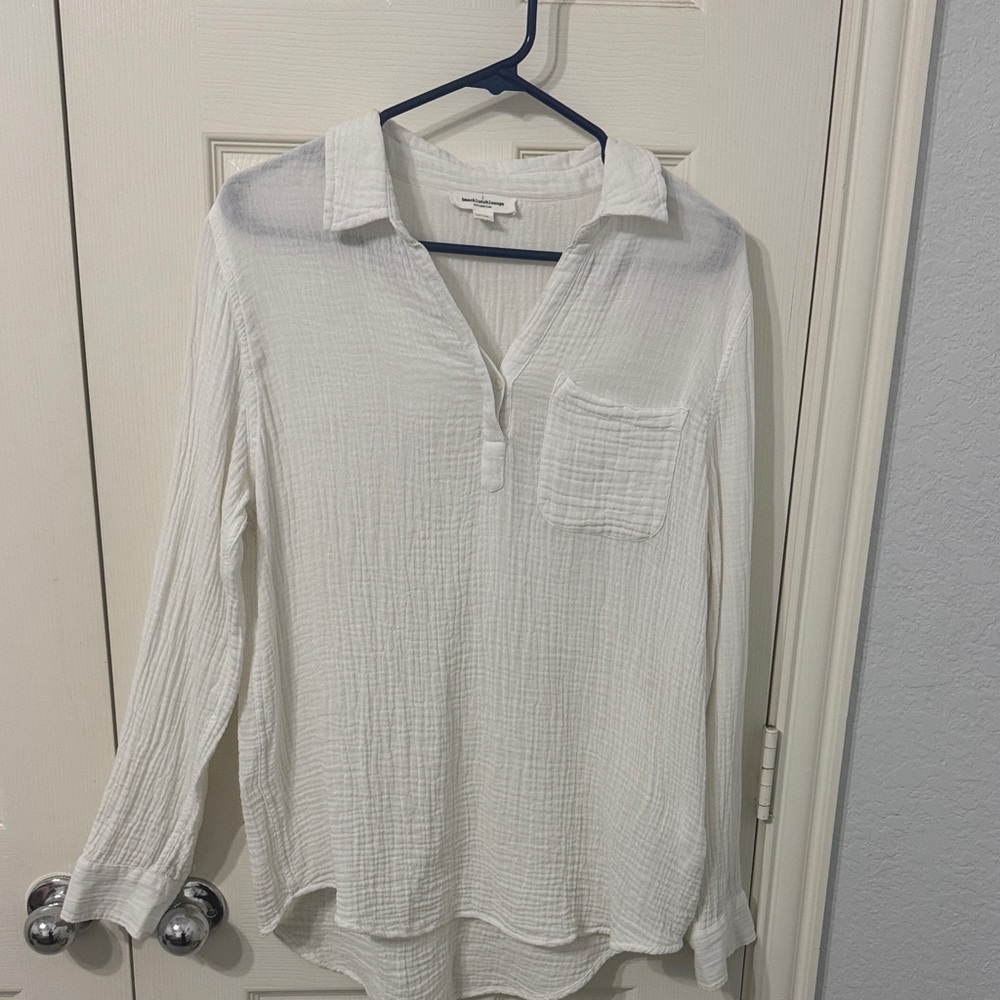 beachlunchlounge White Textured Blouse